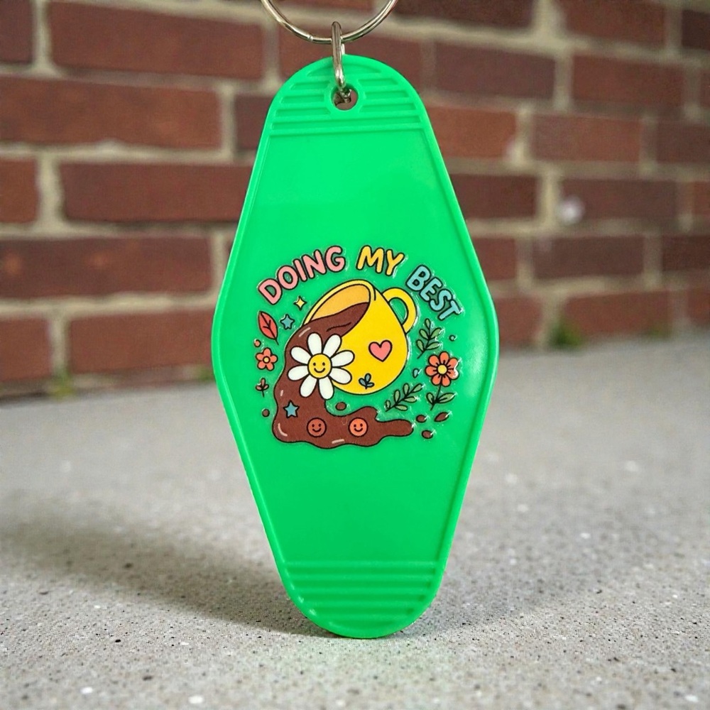 Handmade “Doing My Best” Keychain – Lightweight Positive Retro Bag Charm